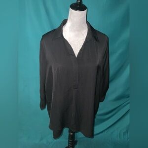 Renuar Black Pullover Blouse, V neckline, Women’s Size XL, EUC